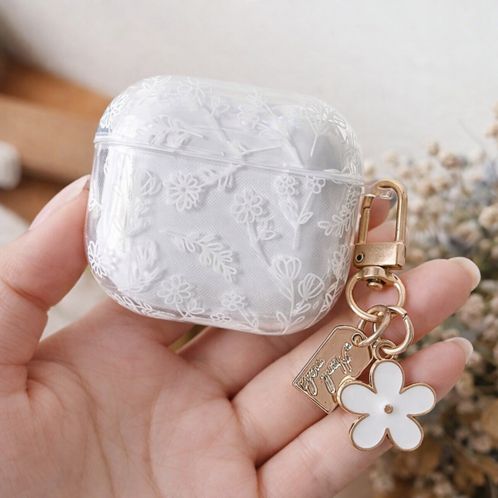 Průhledný květinový obal na Apple AirPods Pro 3