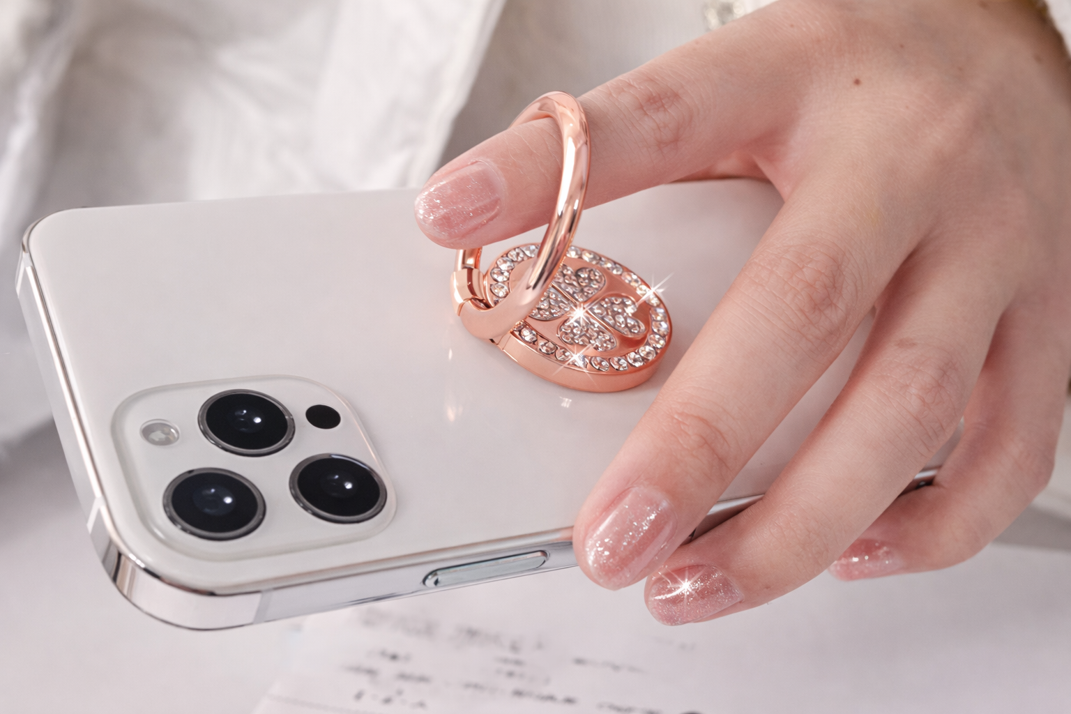 Nalepovací třpytivý držák na prst na mobil kamínky