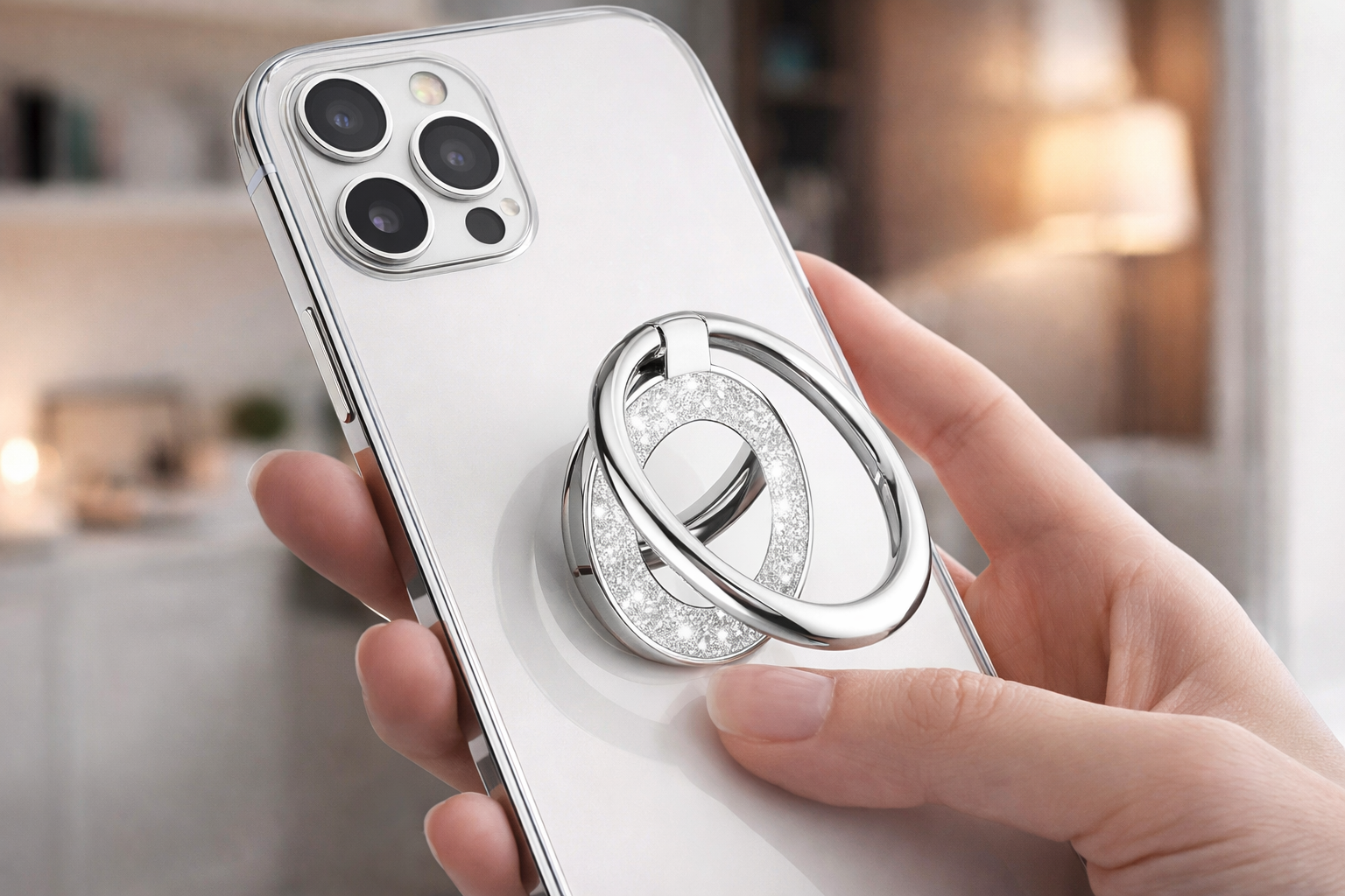 Nalepovací držák na prst na mobil třpytivý