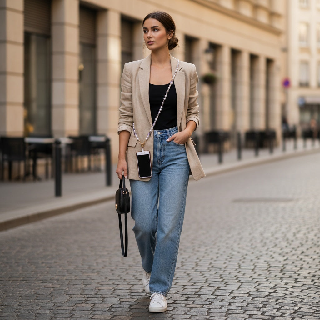 Guess Crossbody Popruh Pearl and 4G Charm