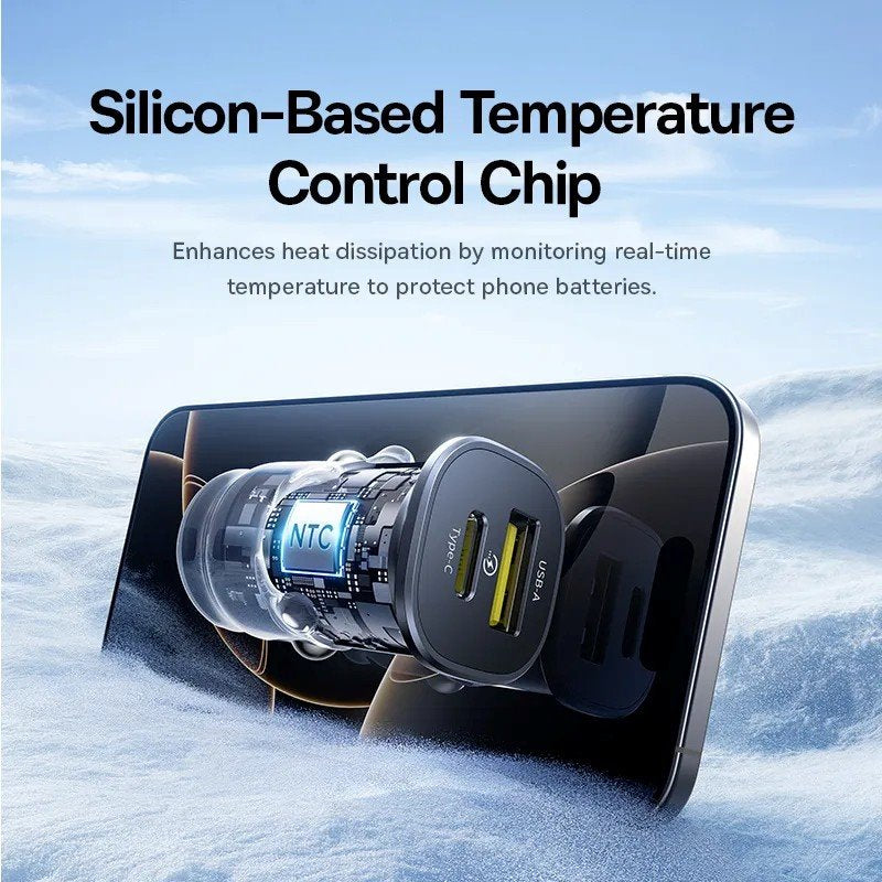 Baseus GoTrip Nabíječka do Auta USB-C/USB-A 30W Cosmic Black