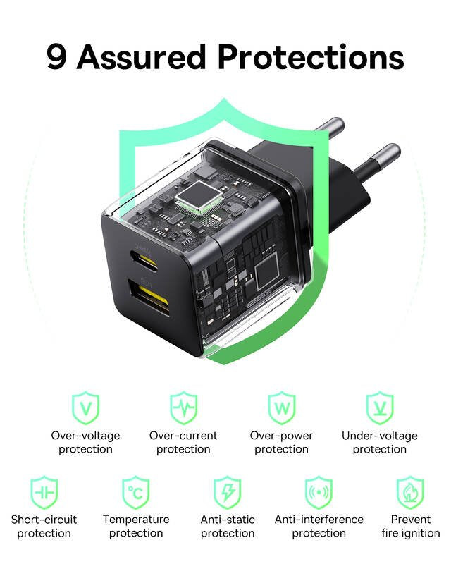 Baseus Palm Fast Nabíječka USB-A + USB-C 30W Black