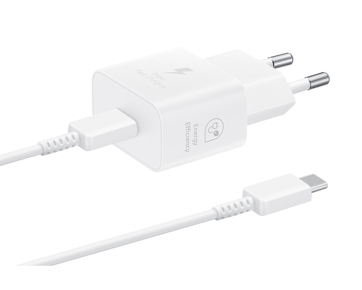 EP-T2510EWE + EP-DN980BWE Samsung USB-C 25W Cestovní nabíječka + USB-C Datový Kabel White 1m