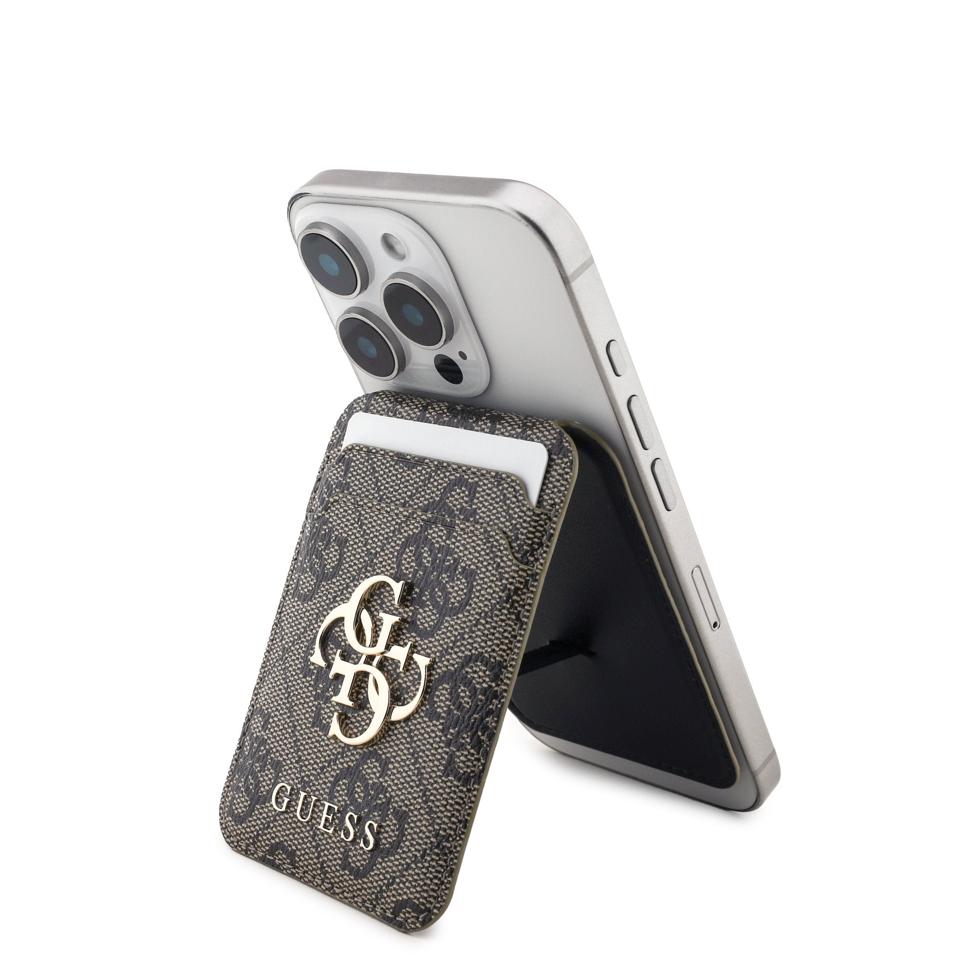 Guess 4G Metal Logo MagSafe Cardslot Peněženka se Stojanem