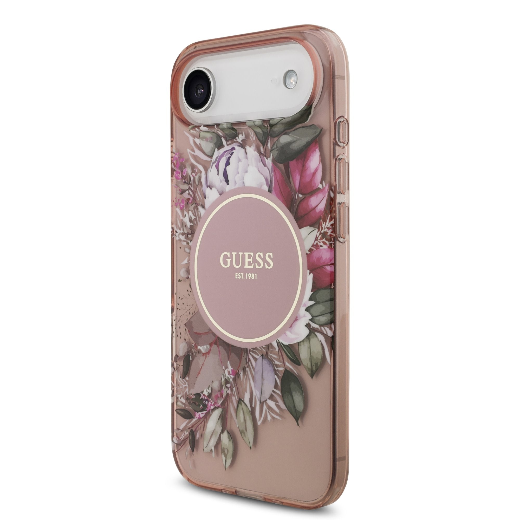 Guess MagSafe kryt na iPhone s náramkem IML Flowers Strap