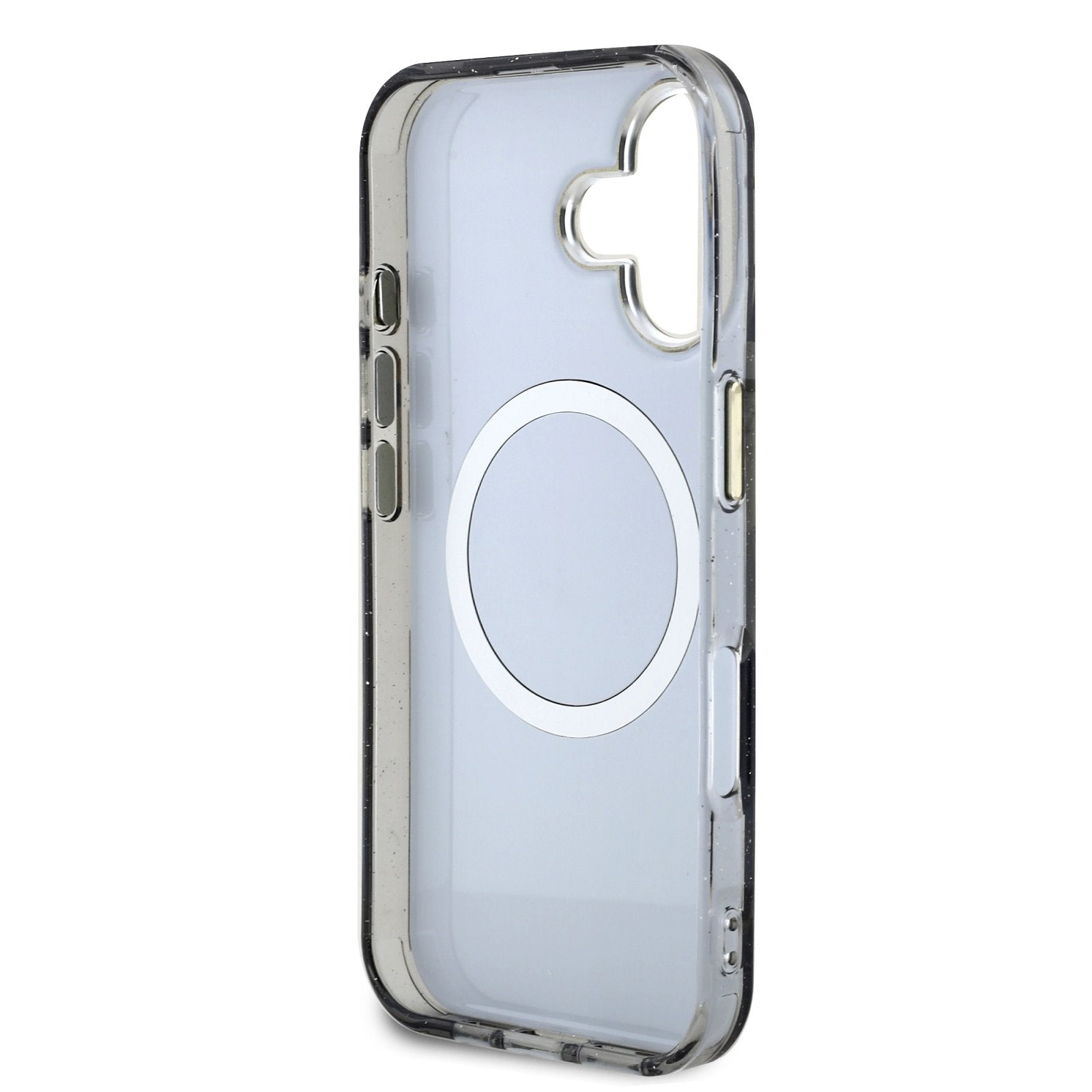 Guess MagSafe kryt na iPhone IML Glitter Magnolia and Triangle Logo