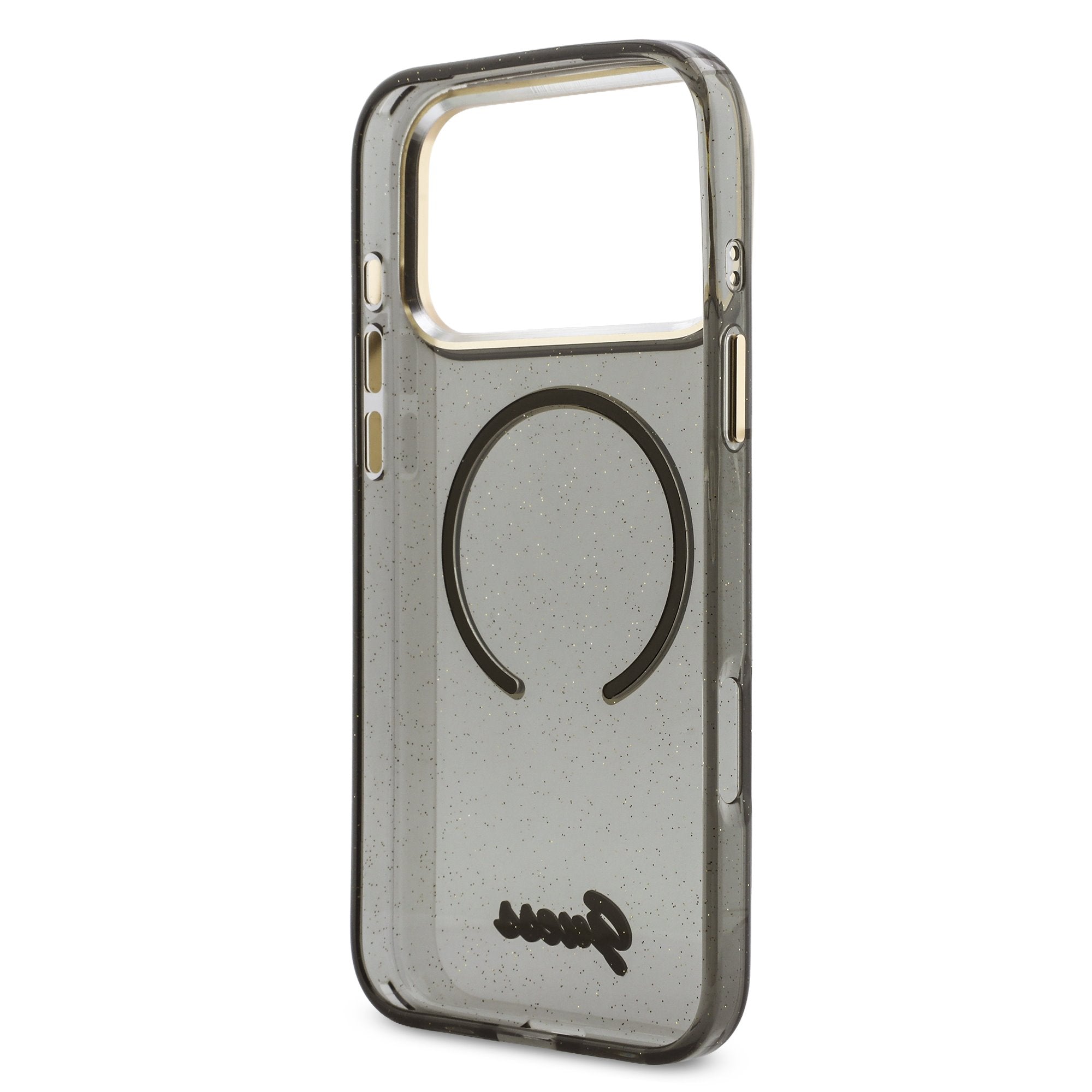 Guess MagSafe kryt na iPhone s náramkem IML Glitter Script Strap