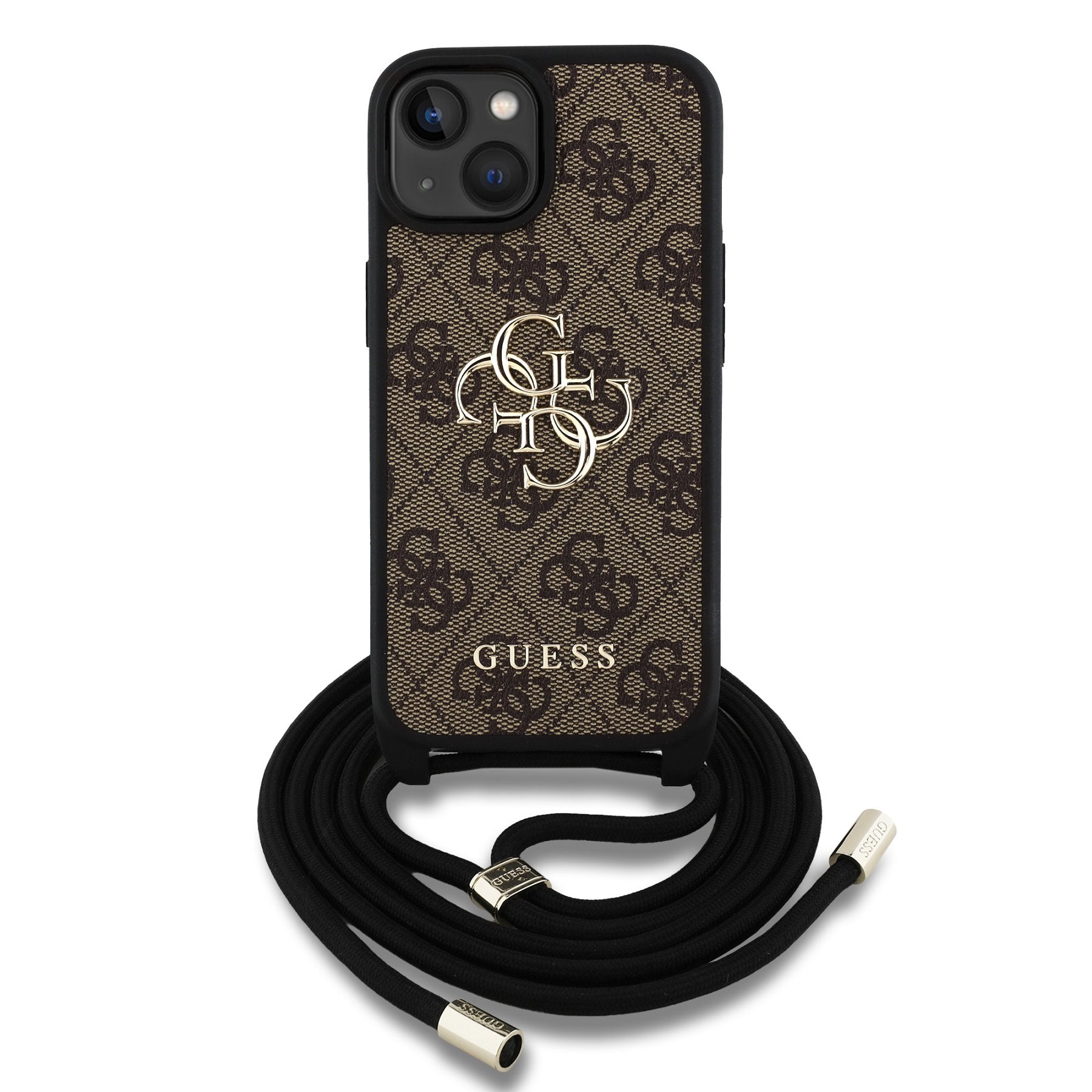 Guess kožený kryt na iPhone s crossbody popruhem 4G Metal Logo