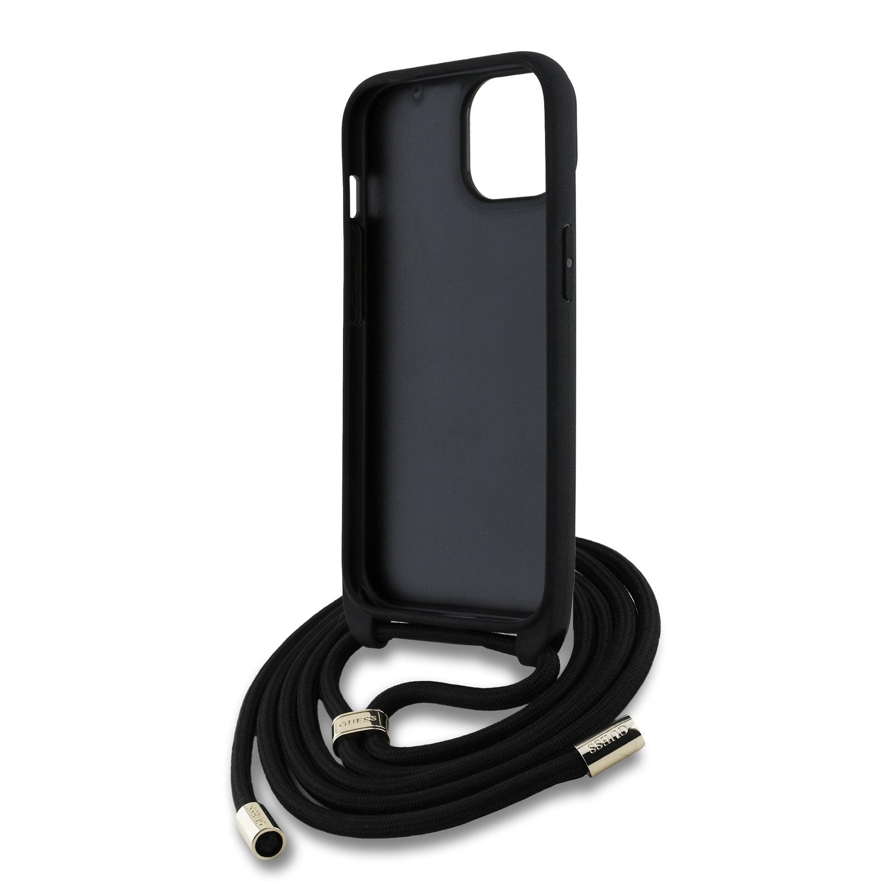 Guess kožený kryt na iPhone s crossbody popruhem 4G Metal Logo