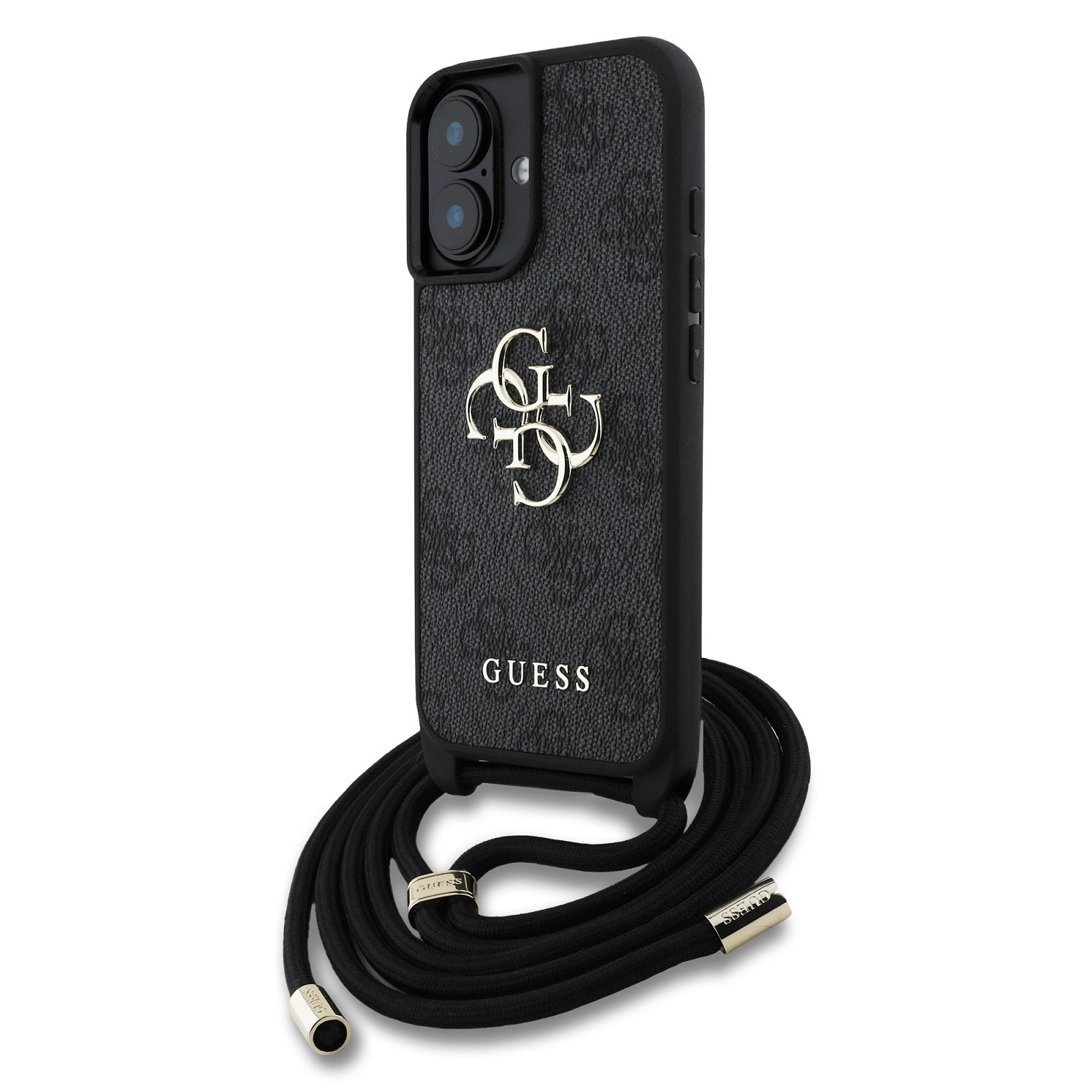 Guess kožený kryt na iPhone s crossbody popruhem 4G Metal Logo