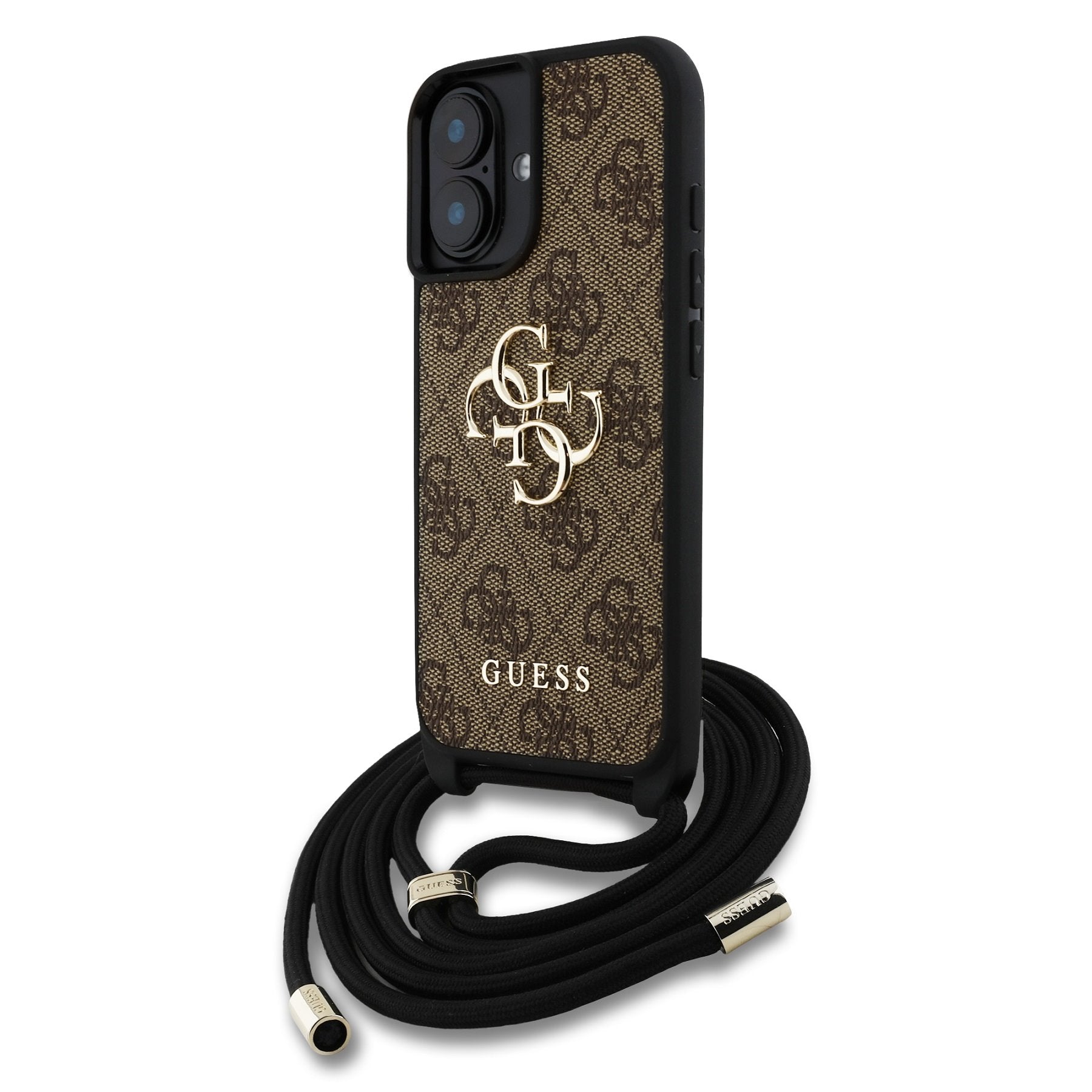 Guess kožený kryt na iPhone s crossbody popruhem 4G Metal Logo