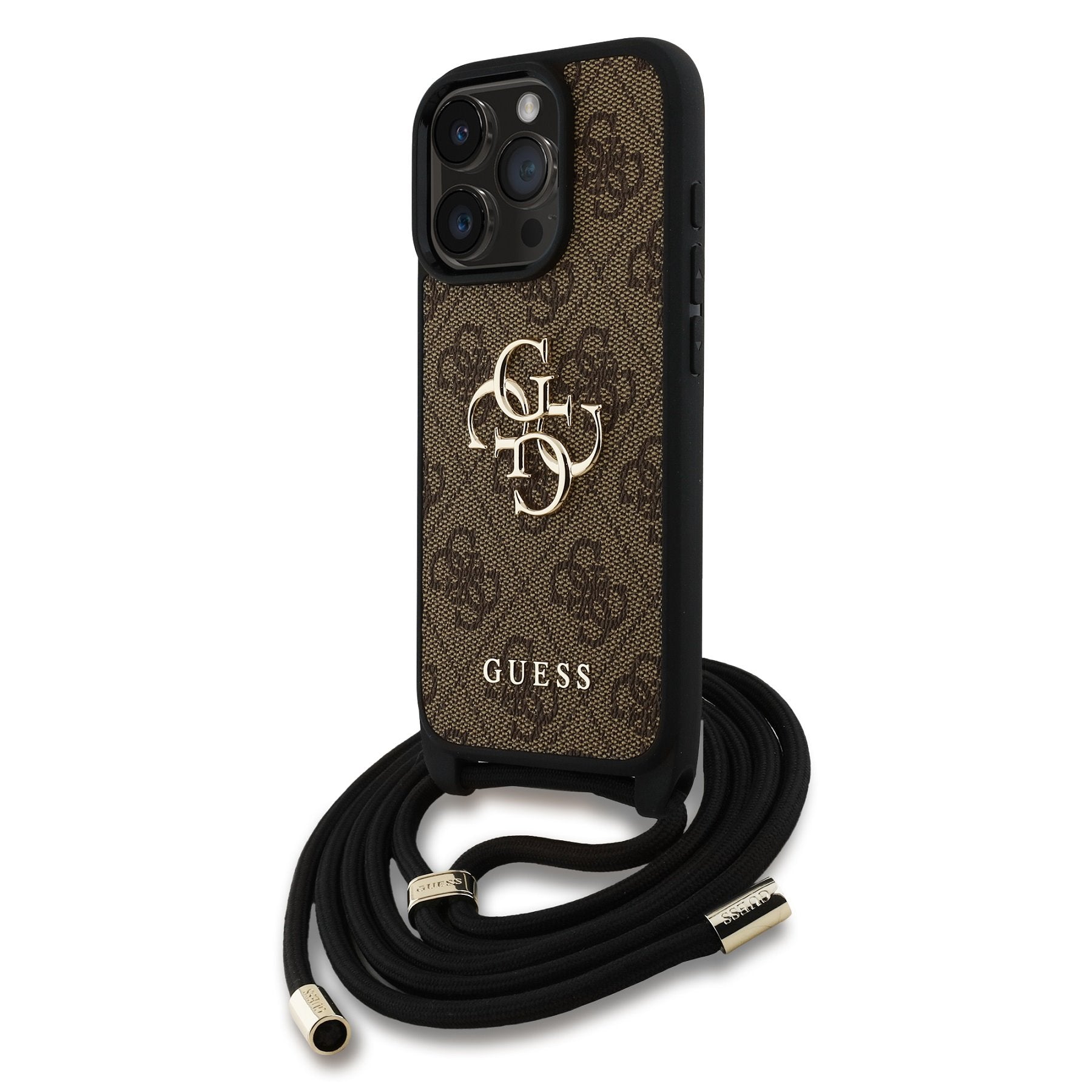 Guess kožený kryt na iPhone s crossbody popruhem 4G Metal Logo
