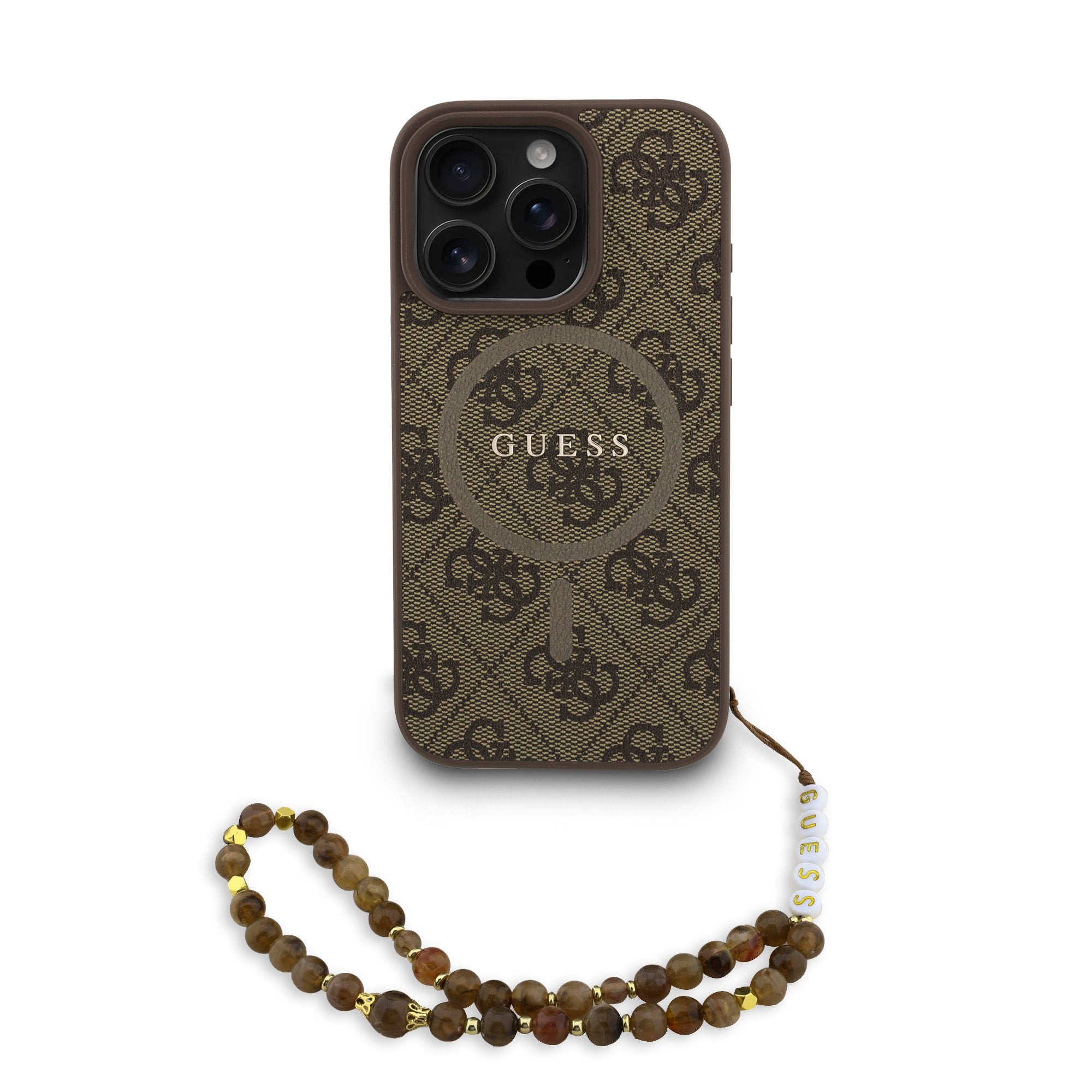 Guess MagSafe kožený kryt na iPhone s korálky 4G Colored Ring Strap