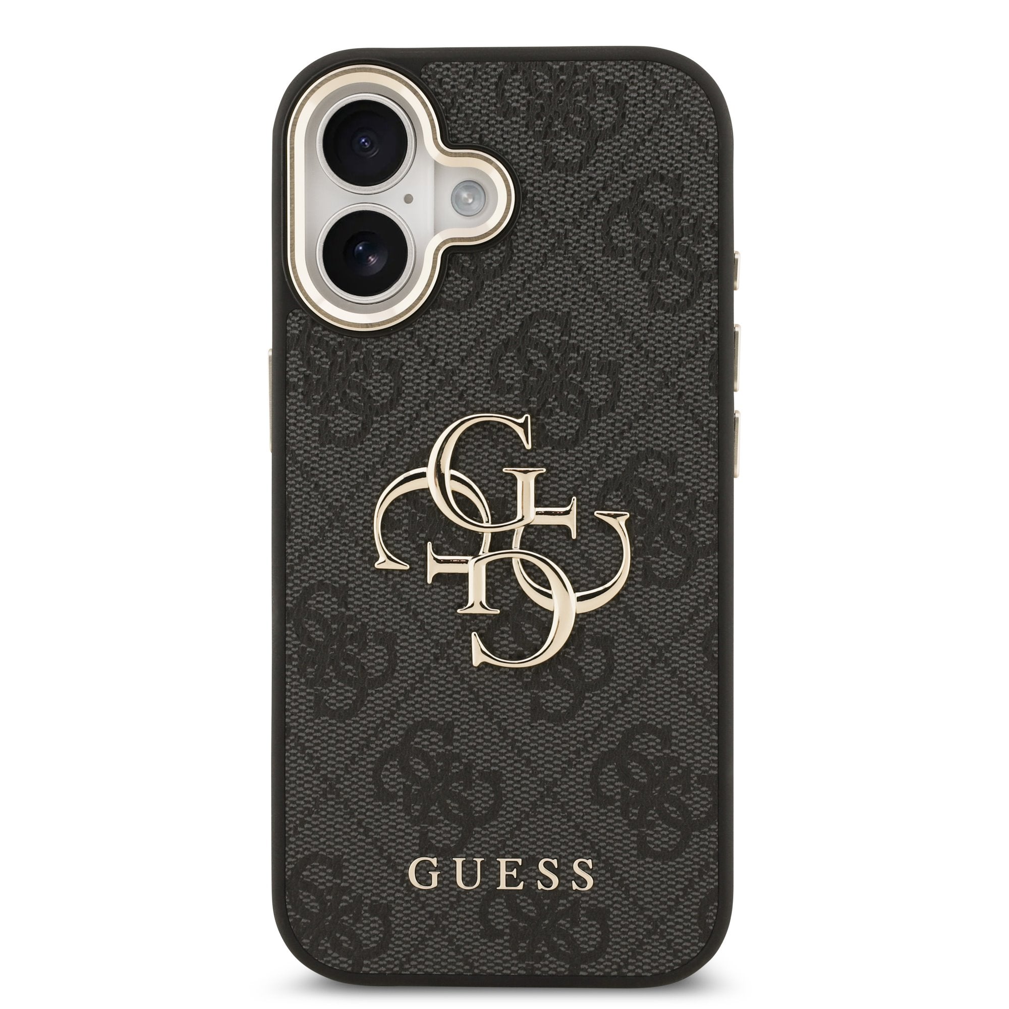 Guess kožený kryt na iPhone 4G Metal Logo Gold Frame