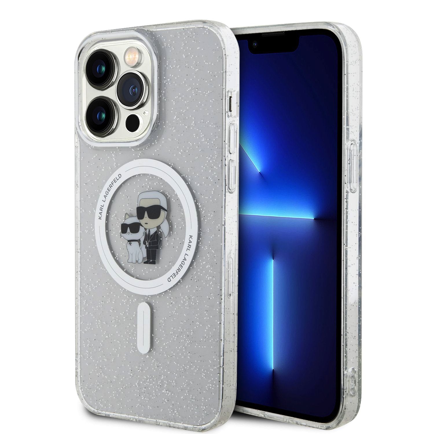 Karl Lagerfeld IML Glitter Karl and Choupette MagSafe Zadní Kryt