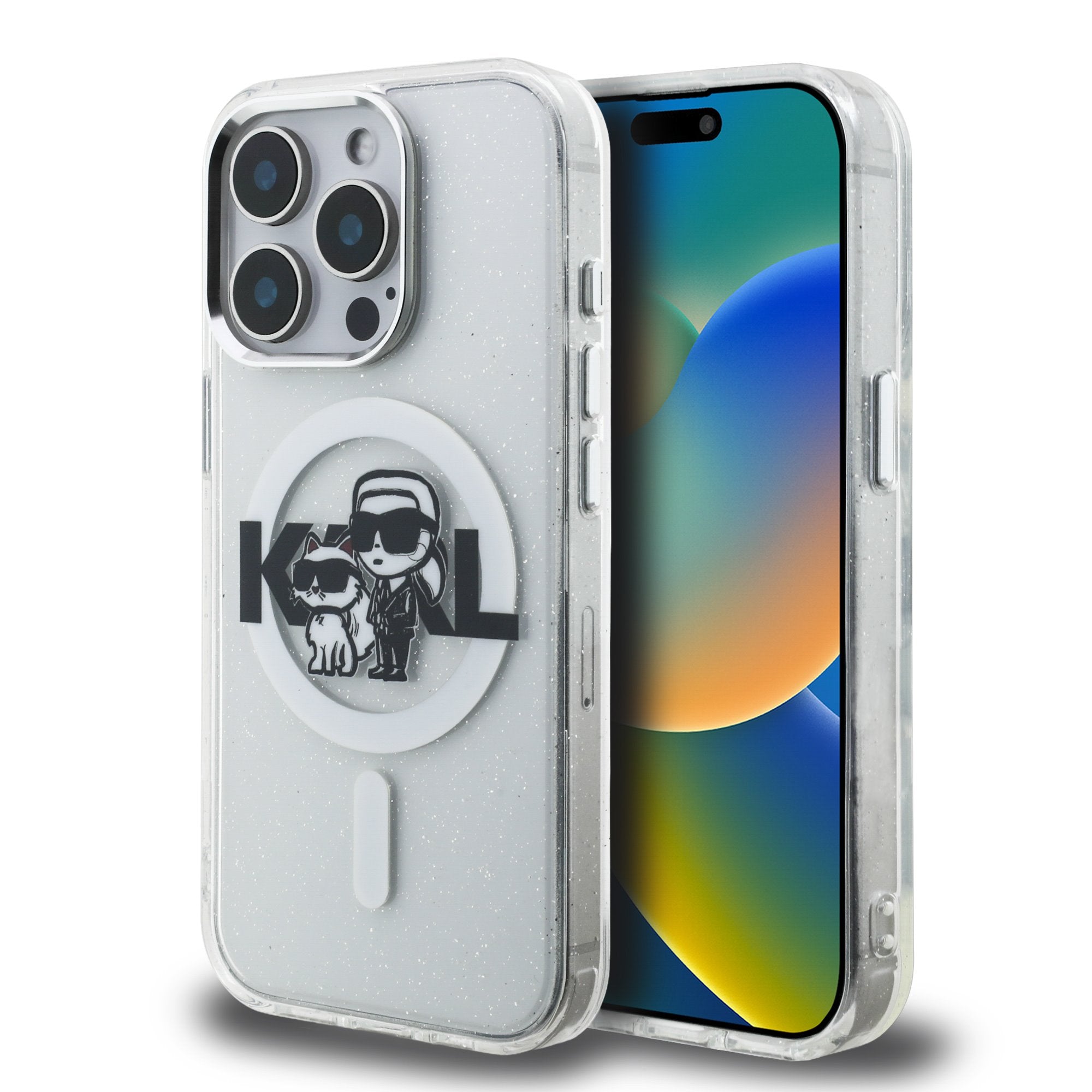 Karl Lagerfeld IML Glitter Karl and Choupette Sketch MagSafe Zadní Kryt