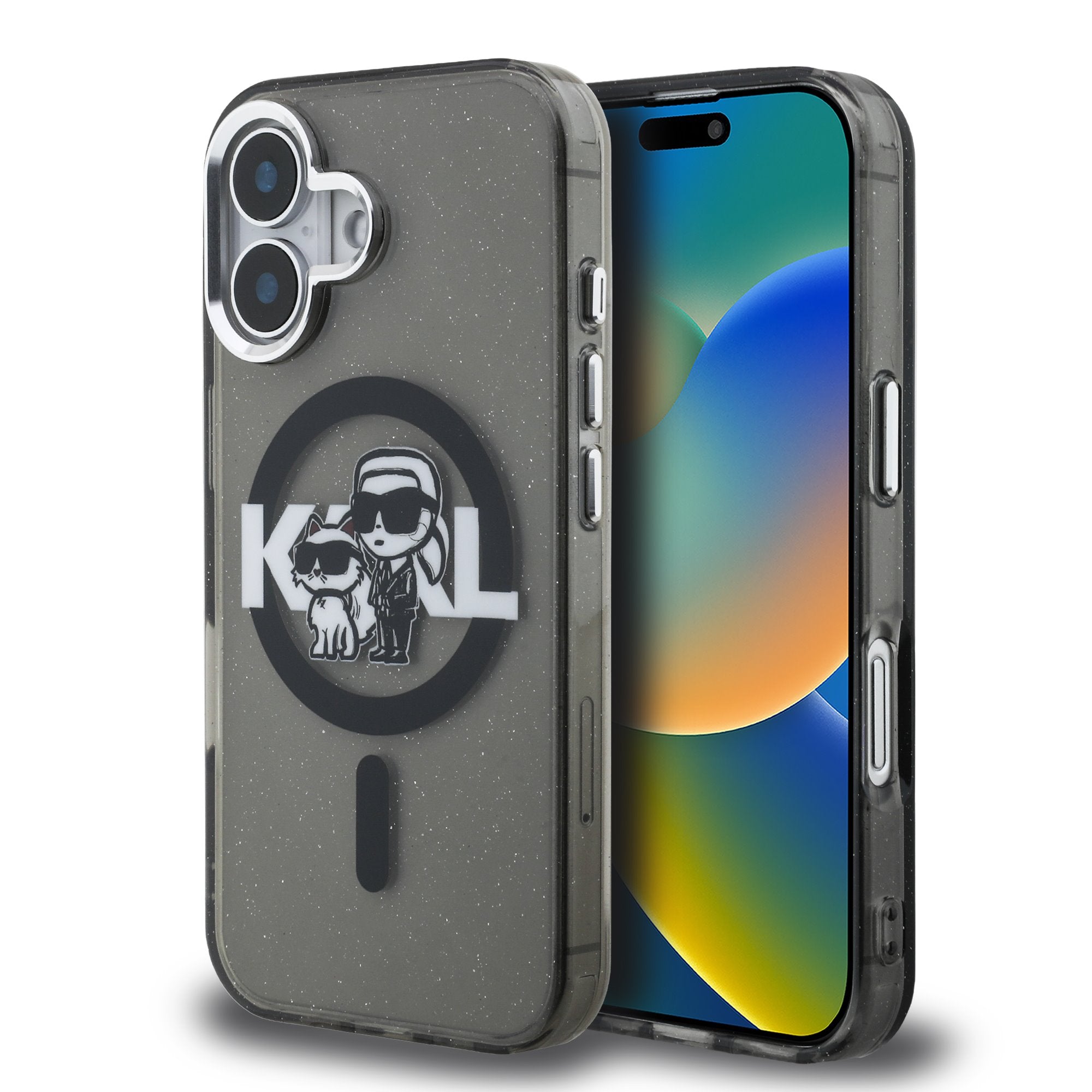 Karl Lagerfeld IML Glitter Karl and Choupette Sketch MagSafe Zadní Kryt