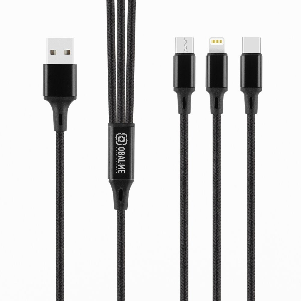 OBAL:ME 3v1 AllConnect Fast Charge USB-A na USB-C, Lightning, Micro-USB Kabel 12W 1,2m - pohled 2