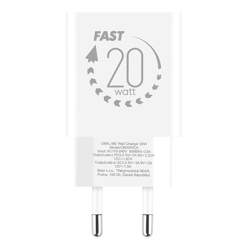 OBAL:ME Cestovní Nabíječka USB-A + USB-C 20W - pohled 2