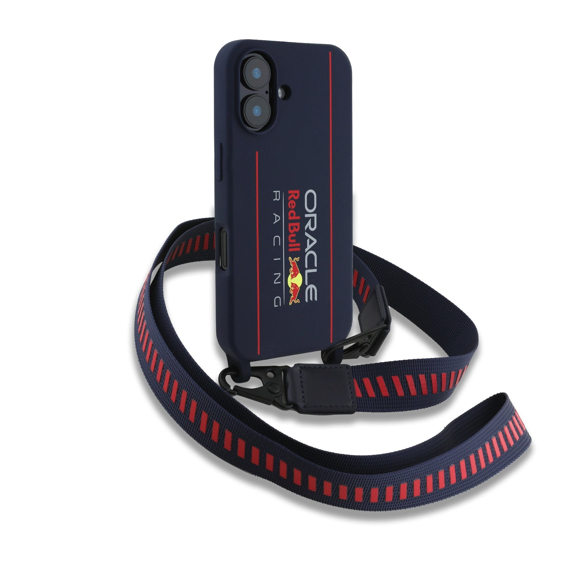 Red Bull MagSafe silikonový kryt na iPhone s crossbody popruhem – Vertical Logo - pohled 2