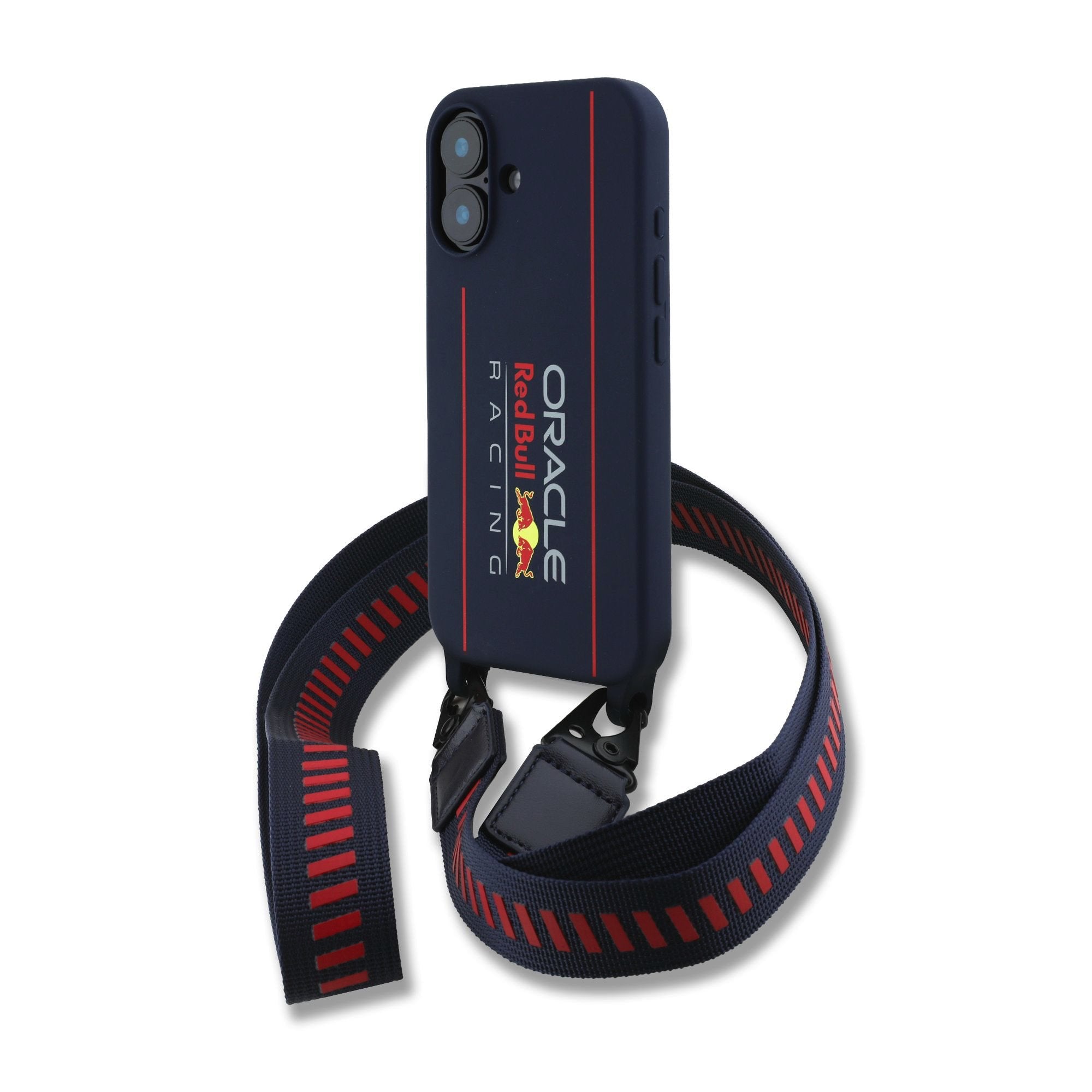 Red Bull MagSafe silikonový kryt na iPhone s crossbody popruhem – Vertical Logo - pohled 5