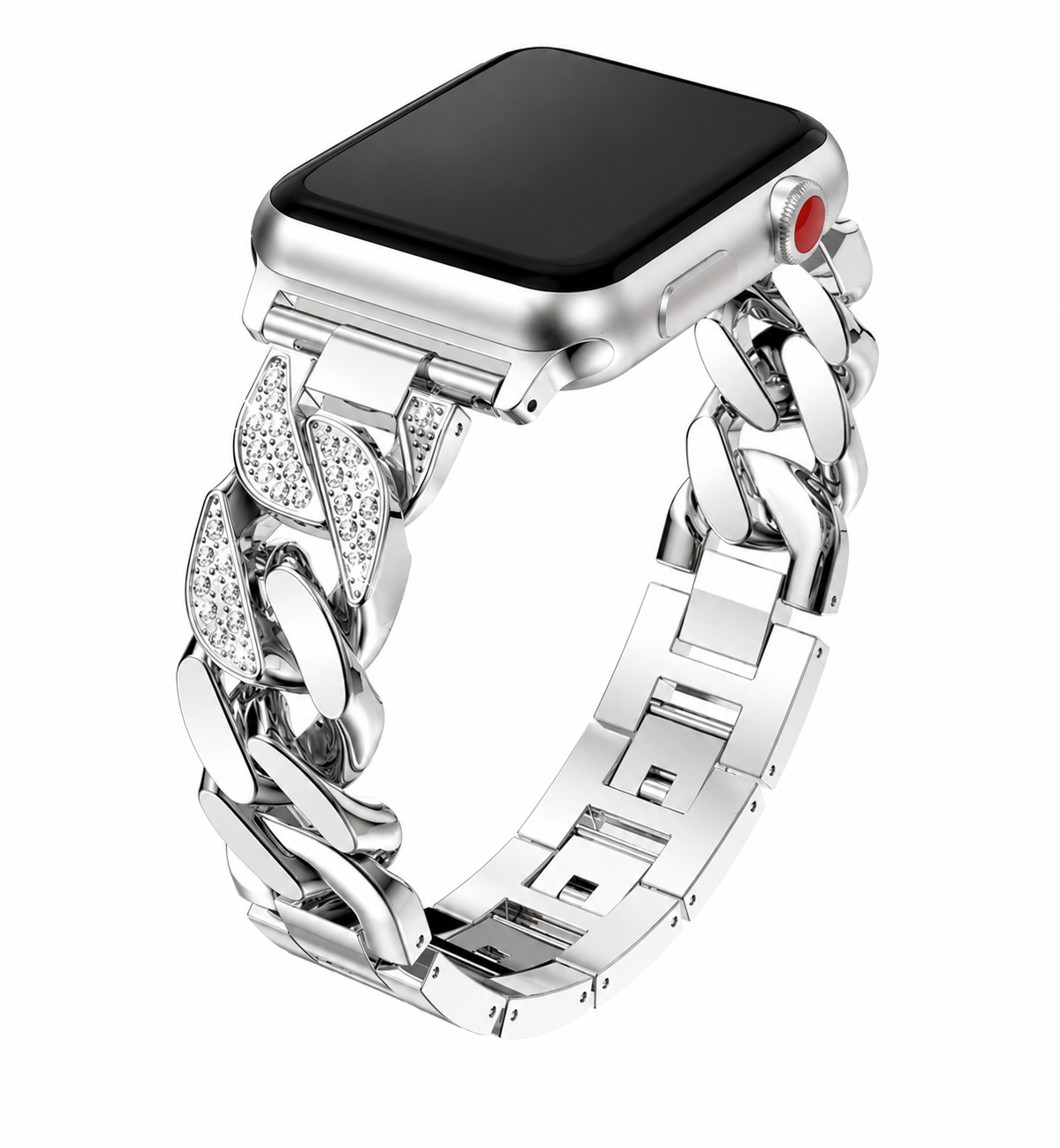 Dámský ocelový řemínek s kamínky na Apple Watch 42/44/45/46/49mm