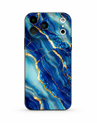 Mramorovaný silikonový kryt pro Apple iPhone 17 modrý