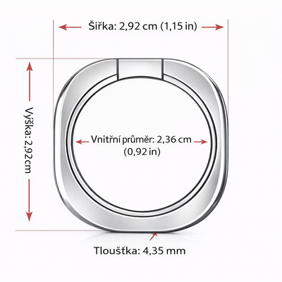 Nalepovací držák na prst na mobil hranatý