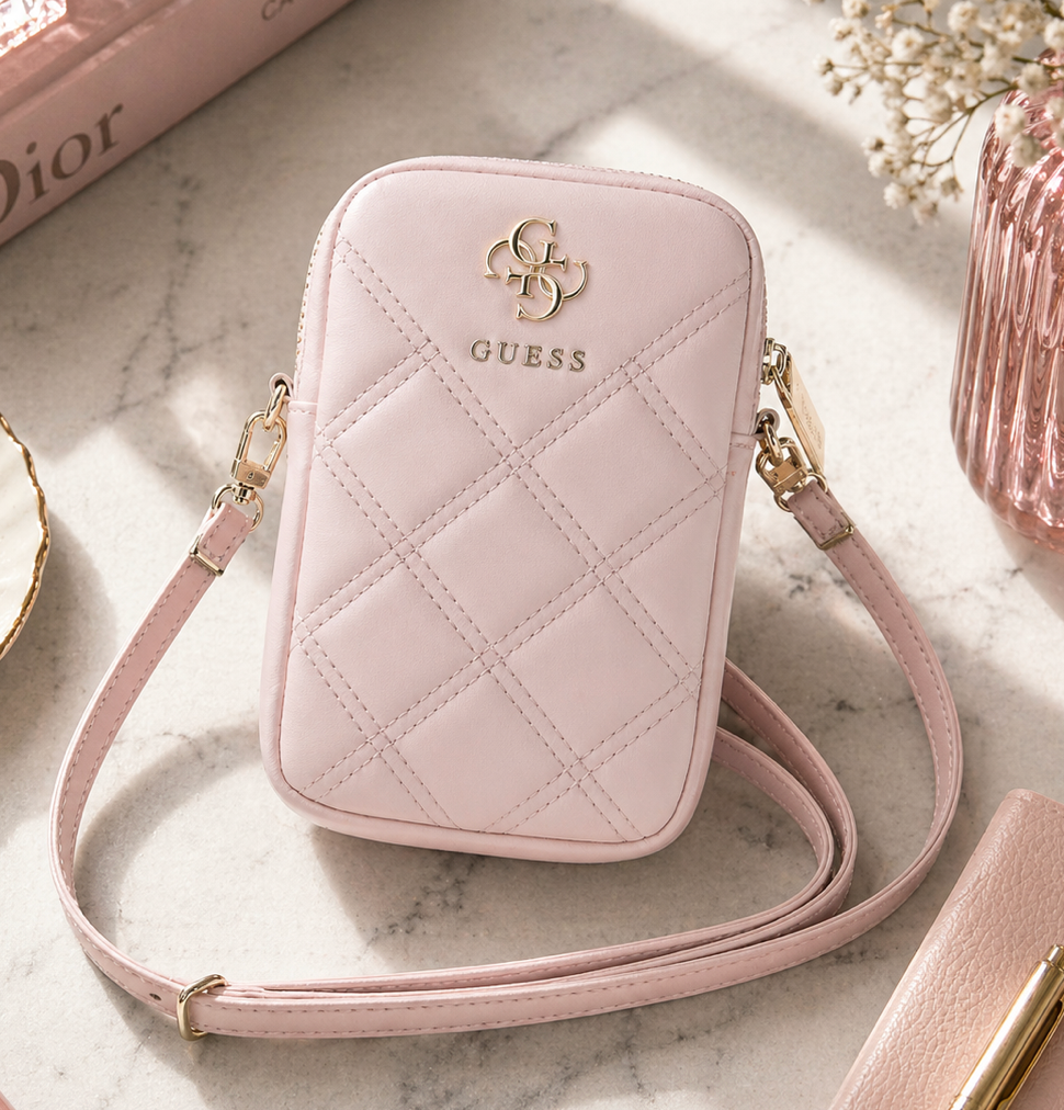Guess PU Quilted 4G Metal Logo Taška na Telefon se Zipem - pohled 1