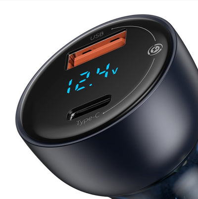 Baseus CCKX-C0G Particular Nabíječka do Auta Digital Display 2xUSB 65W Gray