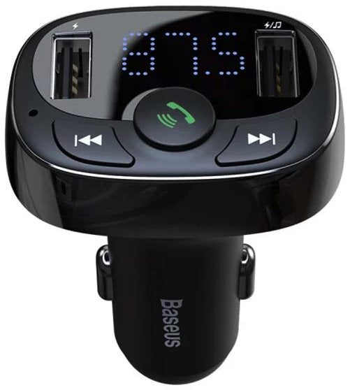 Baseus CCMT000001 S-09A 2x USB Nabíječka Do Auta a FM Transmitter Black