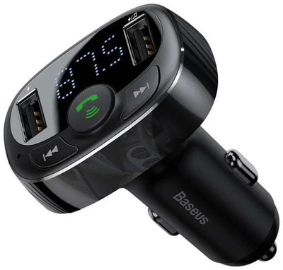 Baseus CCMT000001 S-09A 2x USB Nabíječka Do Auta a FM Transmitter Black