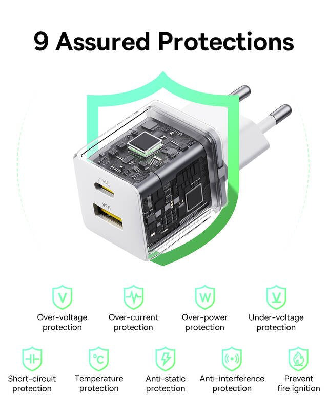 Baseus Palm Fast Nabíječka USB-A + USB-C 30W White