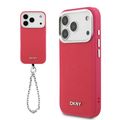 DKNY PU Leather Metal Logo Wrist Chain MagSafe Zadní Kryt