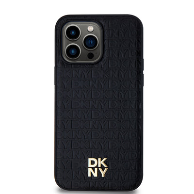 DKNY PU Leather Repeat Pattern Stack Logo Magsafe Zadní Kryt - pohled 1