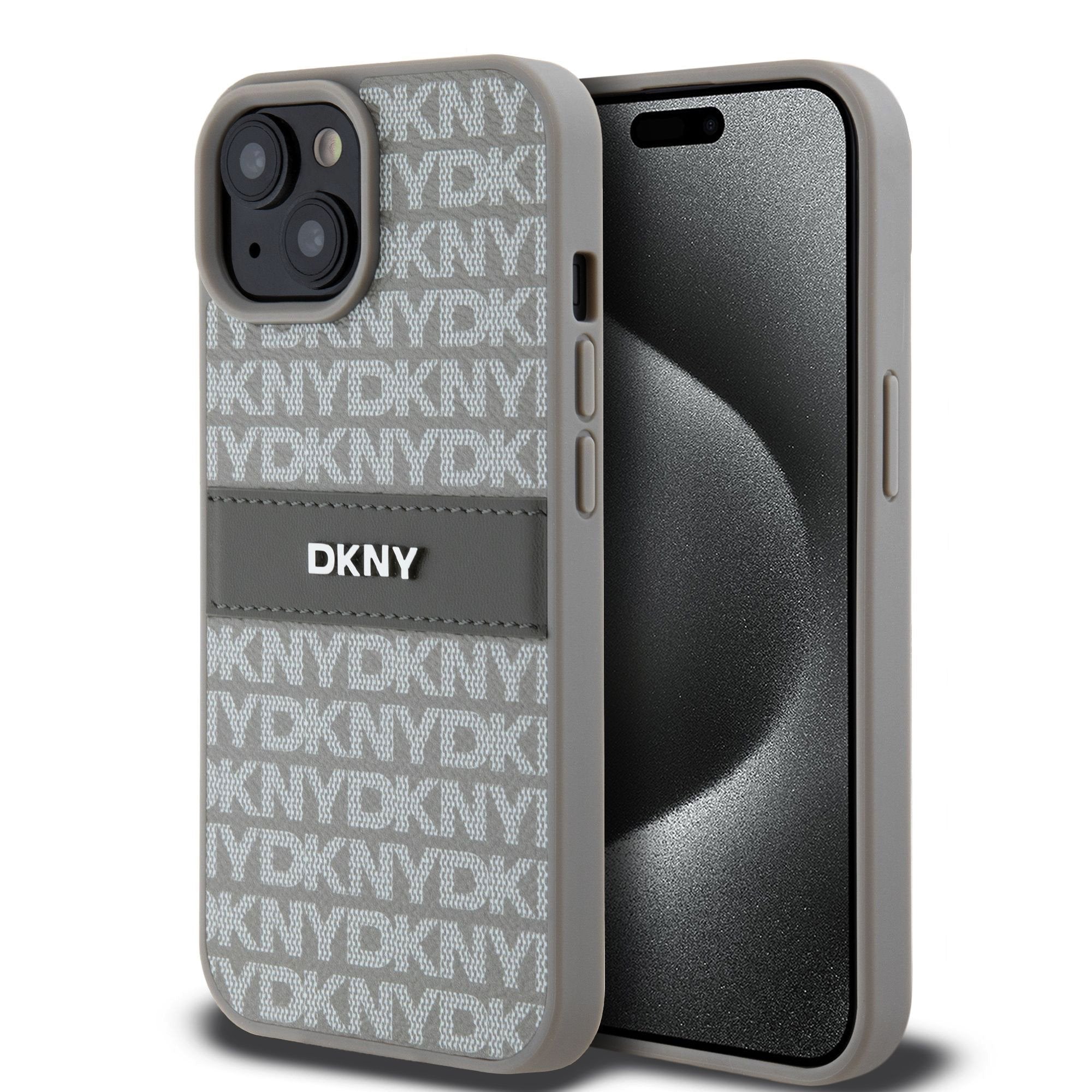DKNY PU Leather Repeat Pattern Tonal Stripe Zadní Kryt