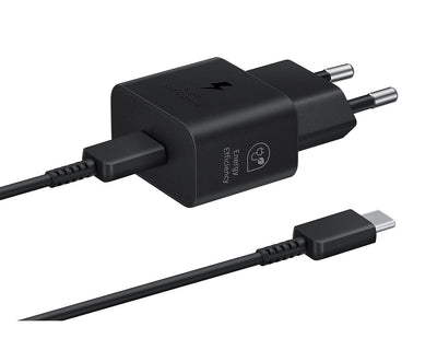 EP-T2510EBE + EP-DN980BBE Samsung USB-C 25W Cestovní nabíječka + USB-C Datový Kabel Black 1m