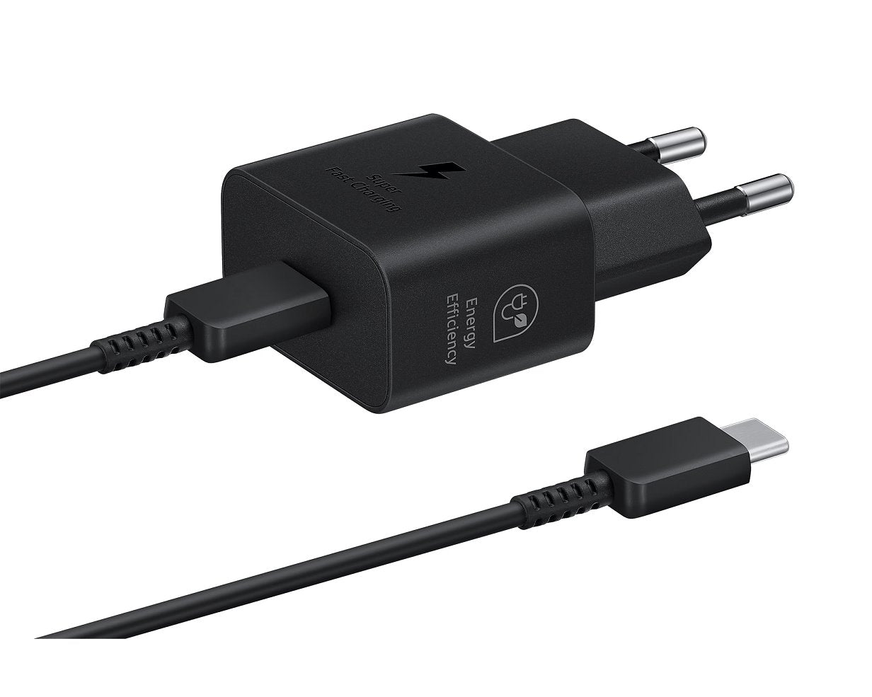 EP-T2510XBE Samsung USB-C 25W Cestovní nabíječka + USB-C Datový Kabel  Black