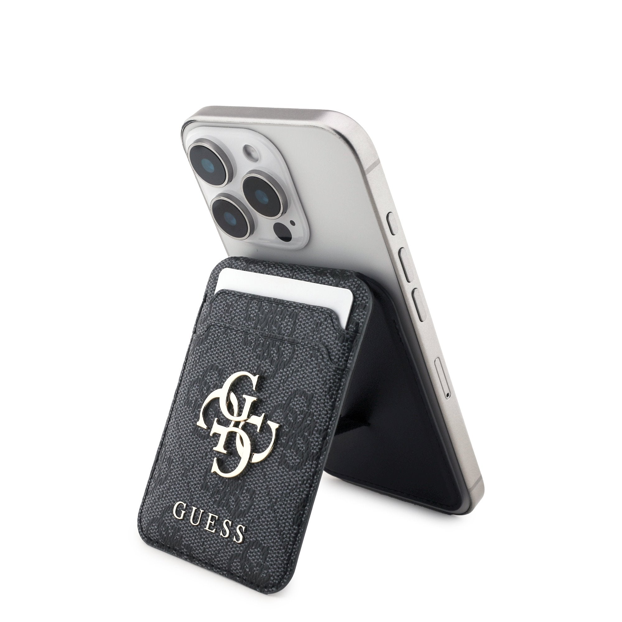 Guess 4G Metal Logo MagSafe Cardslot Peněženka se Stojanem - pohled 1