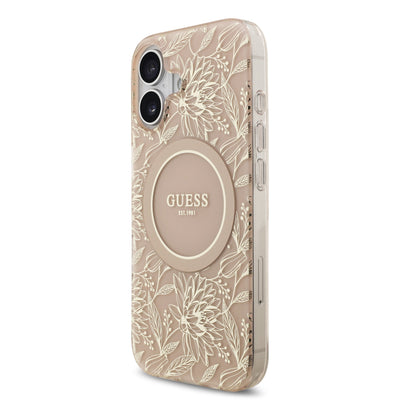 Guess MagSafe kryt na iPhone s náramkem IML Flowers Allover Strap