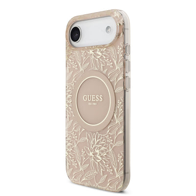 Guess MagSafe kryt na iPhone s náramkem IML Flowers Allover Strap