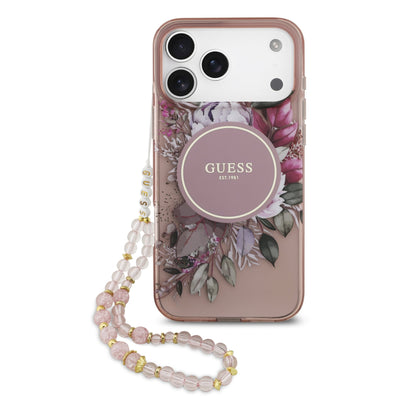 Guess MagSafe kryt na iPhone s náramkem IML Flowers Strap