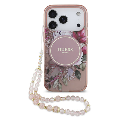 Guess MagSafe kryt na iPhone s náramkem IML Flowers Strap