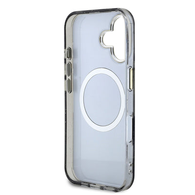 Guess MagSafe kryt na iPhone IML Glitter Magnolia and Triangle Logo