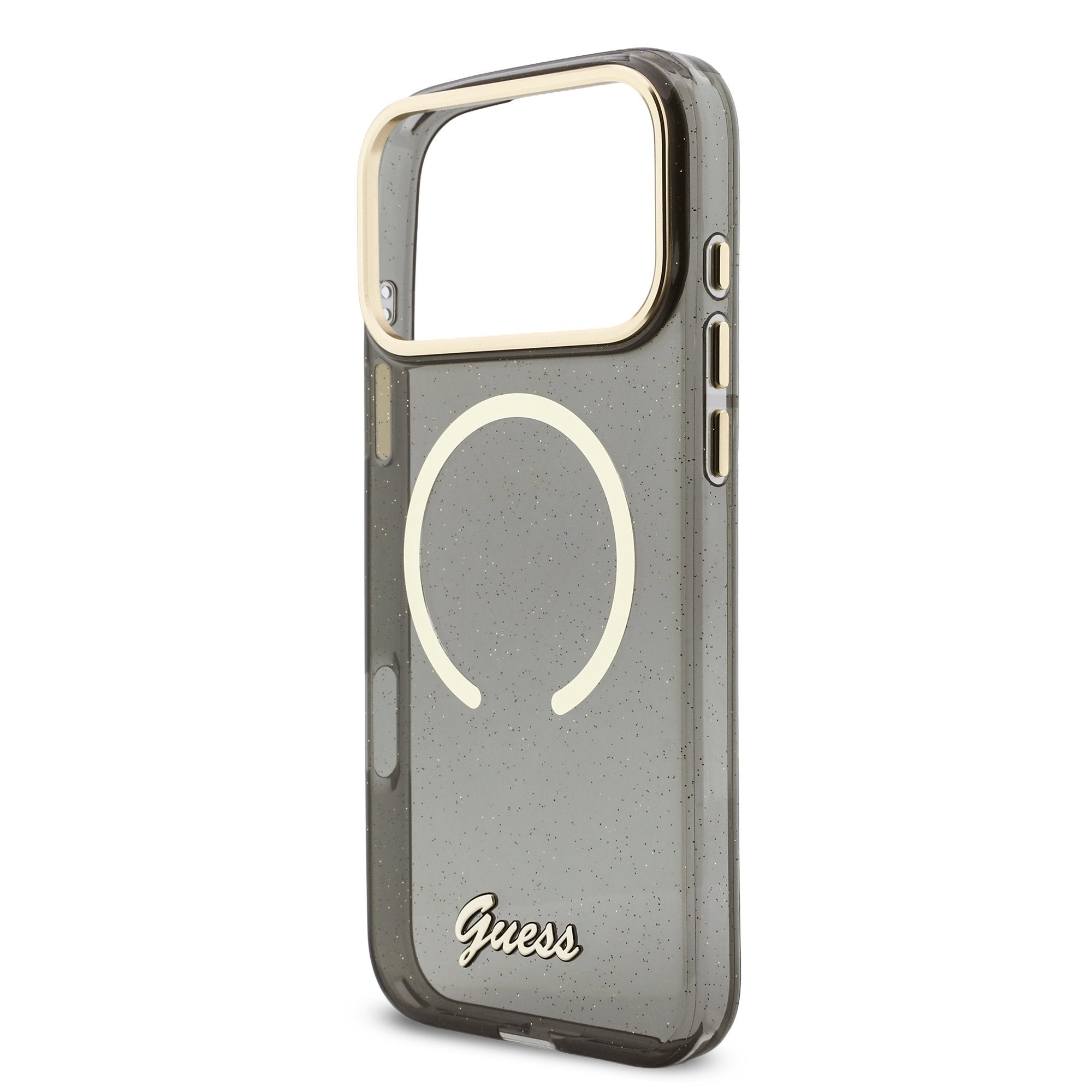 Guess MagSafe kryt na iPhone s náramkem IML Glitter Script Strap