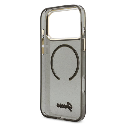 Guess MagSafe kryt na iPhone s náramkem IML Glitter Script Strap