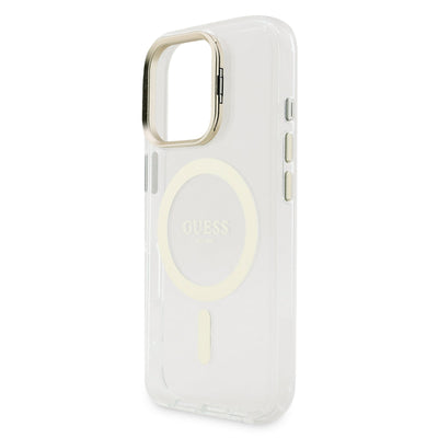 Guess MagSafe kryt na iPhone s vyměnitelným pozadím Electroplated Stand Camera Frame