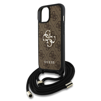 Guess kožený kryt na iPhone s crossbody popruhem 4G Metal Logo