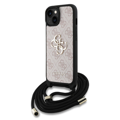 Guess kožený kryt na iPhone s crossbody popruhem 4G Metal Logo