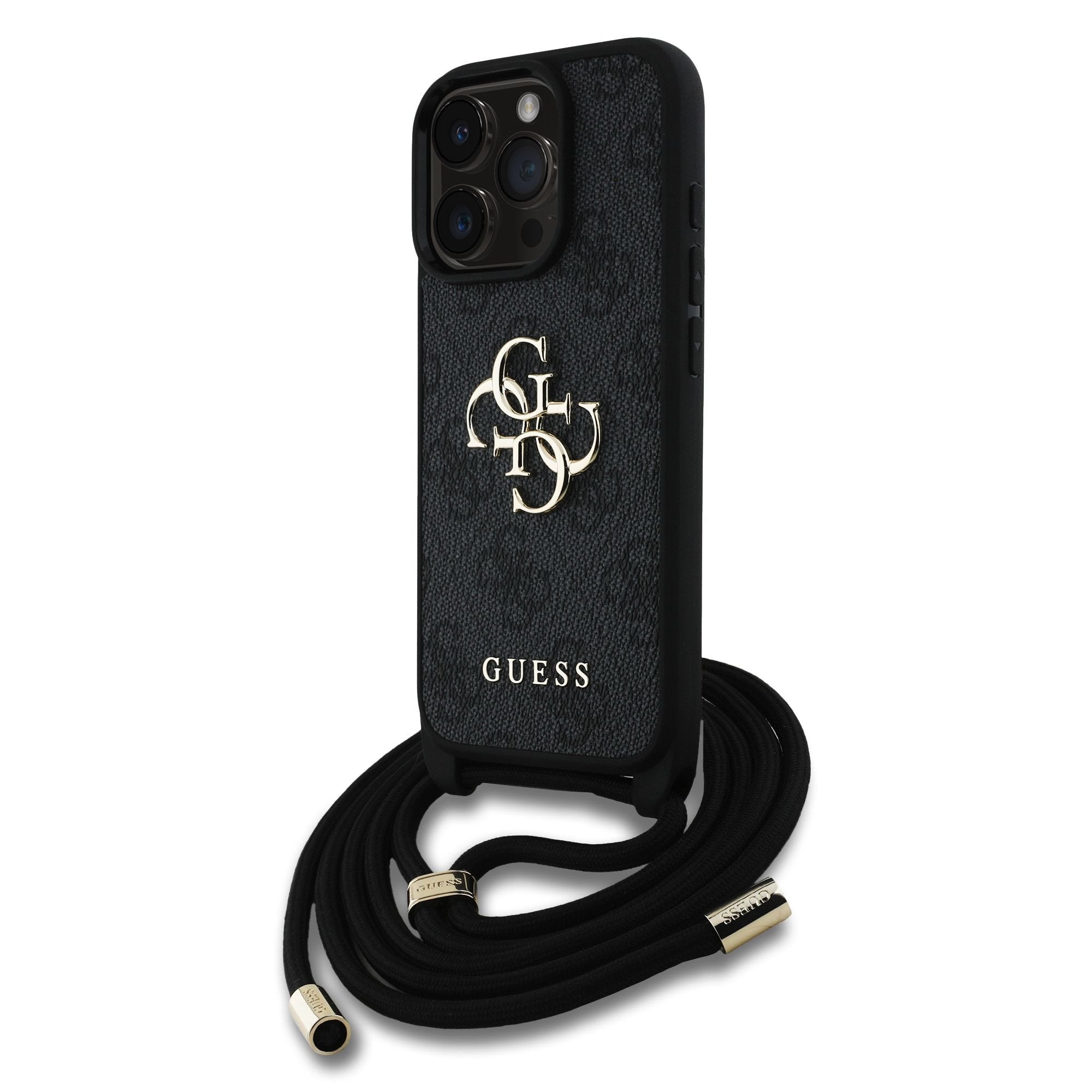 Guess kožený kryt na iPhone s crossbody popruhem 4G Metal Logo